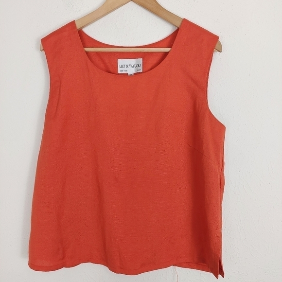 Lily & Taylor Short Sleeve Suit 3 Piece, Jacket, Top, Skirt, Orange Floral Sz 10 - Picture 6 of 15